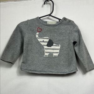 Janie and Jack gray long sleeve elephant and heart sweater size 12-18 months